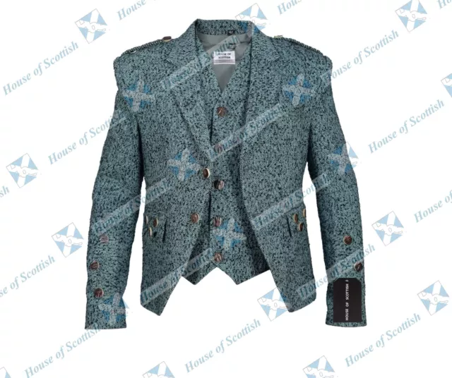 Argyle Kilt Jacket With Waistcoat Tweed Wedding Jacket | Braemar / Crail Jacket