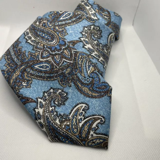 Jos A Bank Mens 100% Silk Neck Tie Blue Paisley 60 in Business Work Classic NWT