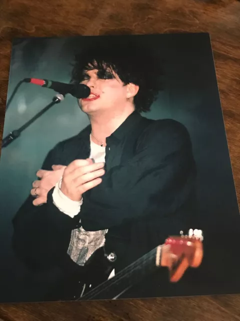 Vintage Robert Smith The Cure 8x10 Glossy Photo Playing Guitar While Singing