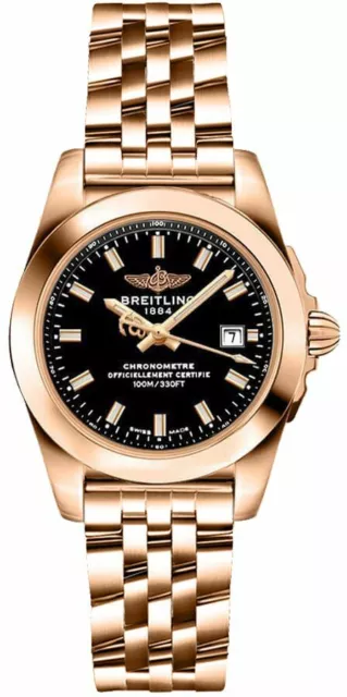 New Ladies Breitling Galactic 29 H7234812 Black Dial 18k Rose Gold Quartz Watch