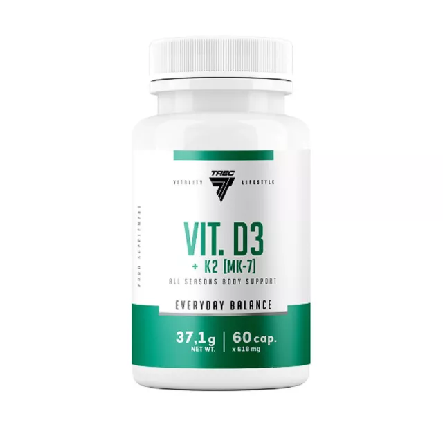 TREC NUTRITION VITAMINA D3 + K2 (MK-7) Salud ósea Absorción del calcio