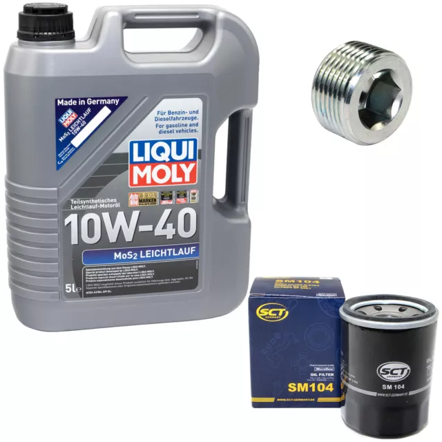 Motoröl Set 10W-40 5 Liter + Ölfilter SM 104 + schraube für Fiat Bravo Lancia