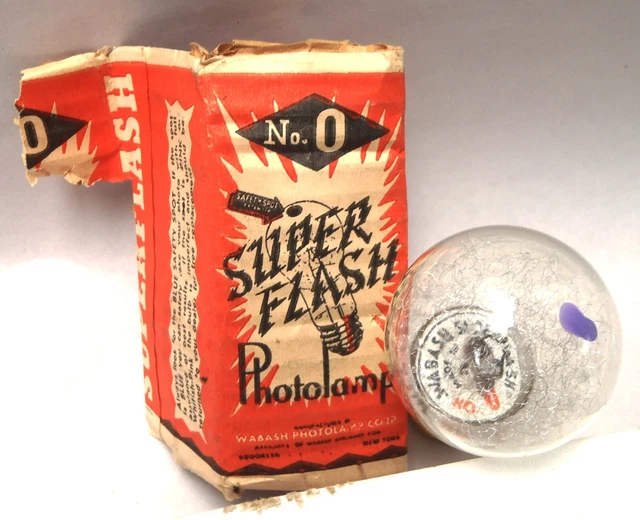 Bombilla de Colección Wabash SUPER FLASH Cámara Flash Bombilla No.0 Nuevo Stock Antiguo IOP