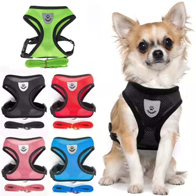 Dog Puppy Pet Adjustable Harness Comfort Breathable Soft Mesh Fabric with Clip