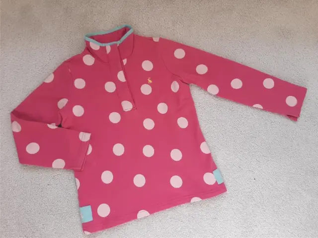 VGC Girls LITTLE JOULES Jnr Cowdray Pink Spot Sweatshirt 7-8 8 yes 128cm