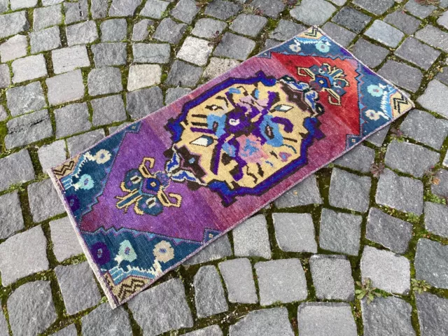 Vintage handmade rug,Turkish small rugs,Bohemian wool rug, Doormats 1,3 x 3,0 ft