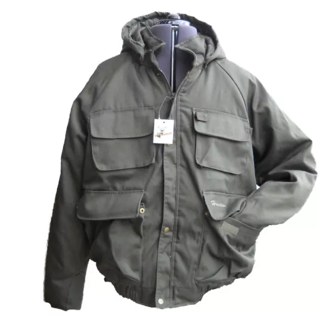 Giubbotto giacca caccia imbottito cordura cappuccio pesca invernale verde scuro
