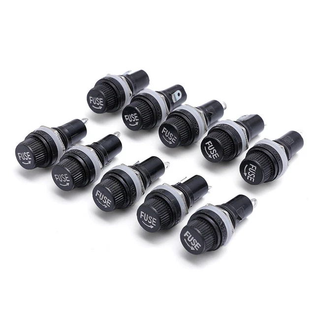 10Pcs Panneau Support Fusible for Tube en Verre Étui 5x20mm 250V 10A Noir