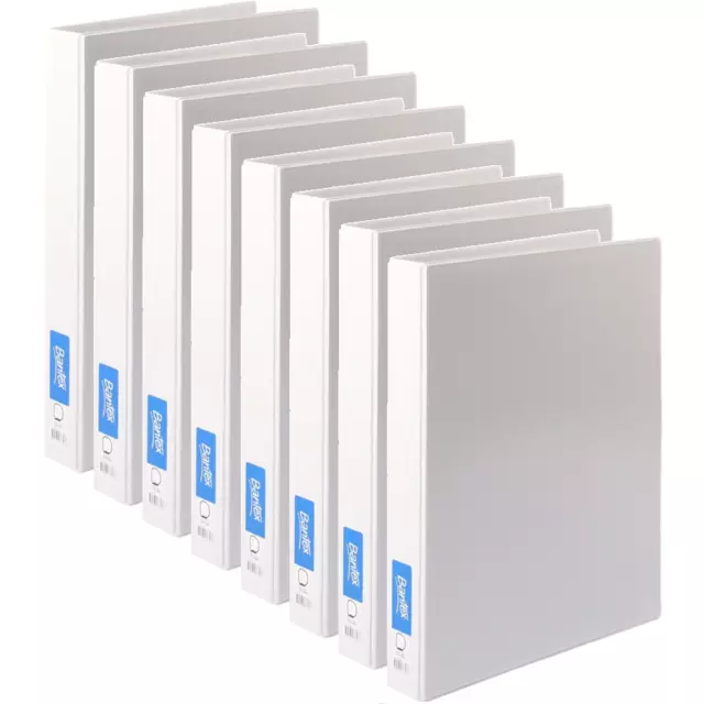 NEW 8x Bantex Insert Ring Binder 2D 38mm A3 White Upright Portrait Pack BULK