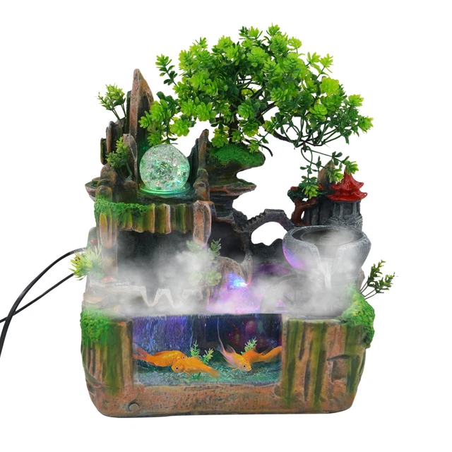 Zimmerbrunnen In Steinturm-Form, Dekobrunnen Mit LE Produktbild-Vorschau 7