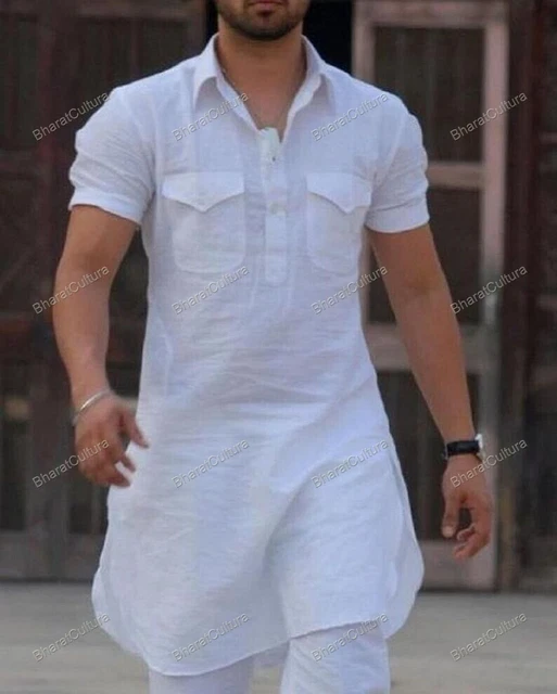 MENS KURTA WEAR Ethnic Pathani Dress Punjabi Kurta Shirt Plain 14.71 PicClick UK
