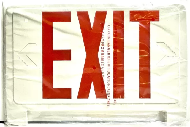 New REPLACEMENT Emergency EXIT LIGHT COVERS Red WHITE PLASTIC SIGN 12.5"x  8.5"