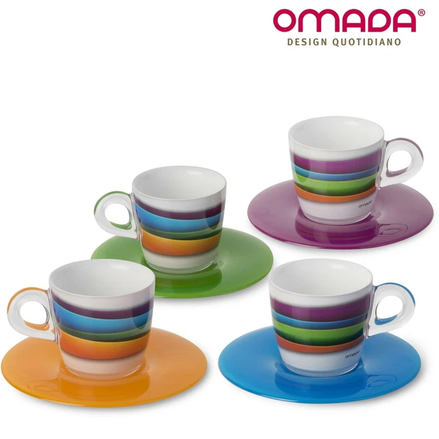 Set 2 Tazze Da Cappuccino OMADA Design - In Plastica Infrangibile Con Piattini, Made In Italy - Foto 4