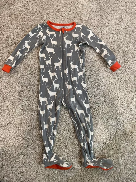 Tea Baby 9-12 Mo Unisex Gray Deer Print One Piece, EUC