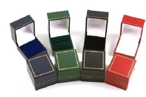 100 Luxury Leatherette Ring Boxes - Colour Choice