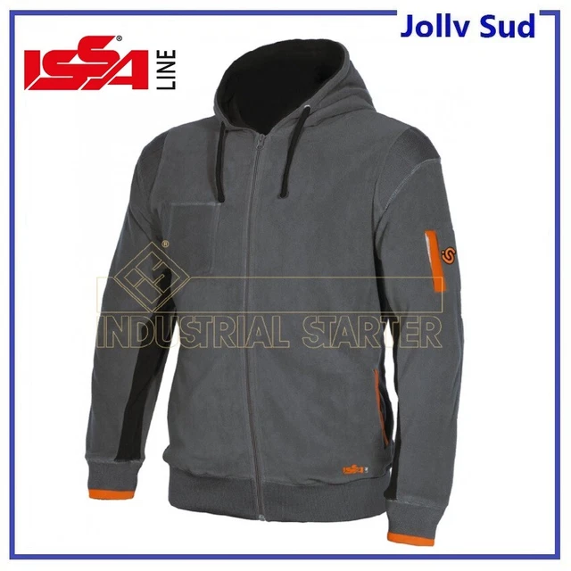 Felpa da Lavoro in Pile Uomo ISSA LINE con Cappuccio Zip Intera Maglia Invernale 10