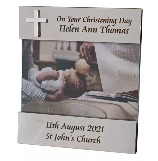 Personalised On Your Christening Day Photo Frame With Gift Box, Engraved Gift