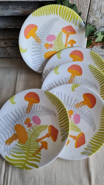 Plateau Vintage Melstar Des Années 70 En Mélamine - Motif Floral Multicolore