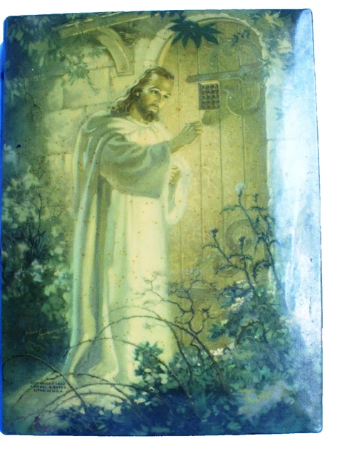 VINTAGE JESUS CHRIST Knocking at the Door Picture on Free standing ...