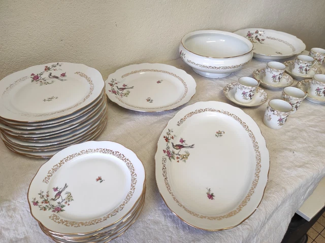 Service de table en Porcelaine 39 pièces Plats 12 Assiettes plates, 6 Assiettes