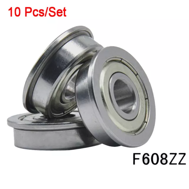 10Pcs Metric Flanged Bearing F608ZZ Replacement  8*22*7 mm Flange Ball Bearing