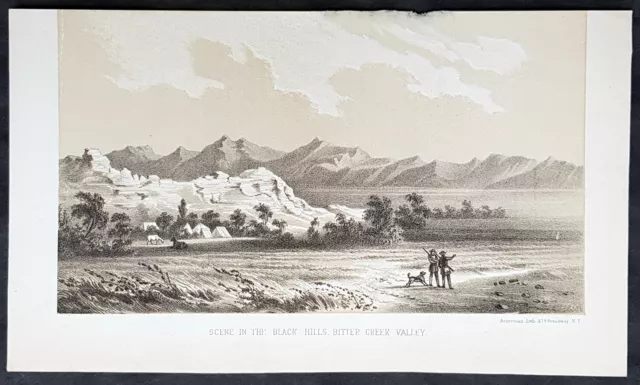 1852 Captain Howard Stansbury Antique Print View of Black Hills South Dakota