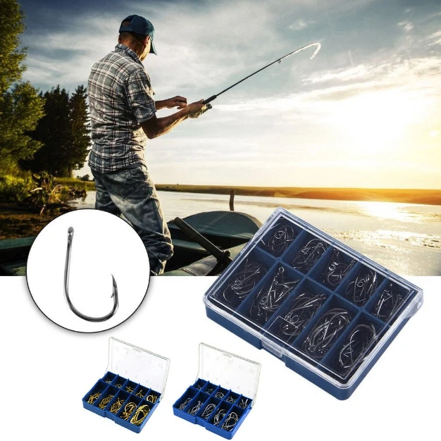 AMI DA PESCA IN ACCIAIO AL CARBONIO SET 60pz AMO CON CUSTODIA VARIE DIMENSIONI