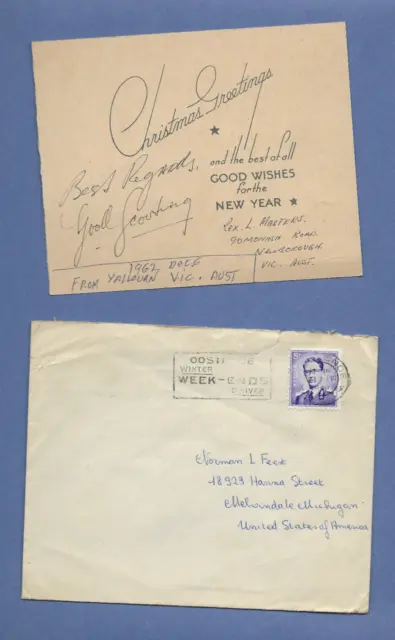 CHRISTMAS CARD & Envelope  1959 / " INTERNATIONAL " - Boy Scout BSA GnW/6-13