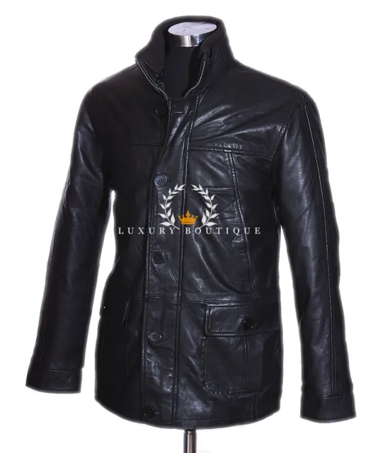 Collin Black Men's New Safari Style Smart Real Lambskin Leather Fashion Jacket