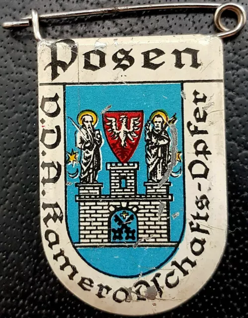 ✚1620✚ German VDA WW2 donation fund raiser badge coats of arm Posen