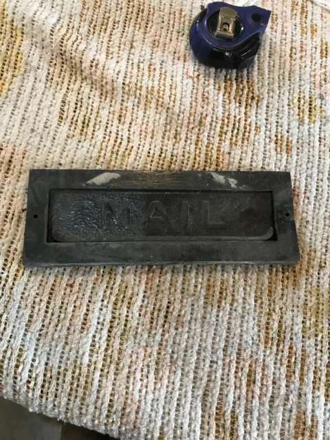 Antique cast brass mail slot as found 10.25 x 3.75 Broken springs