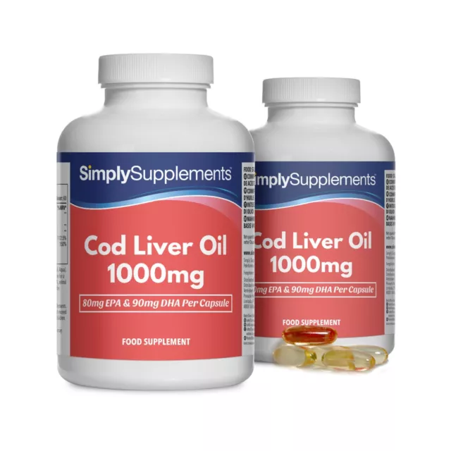 Olio di Fegato di Merluzzo 1000mg - EPA DHA - 360 Capsule - Simply Supplements