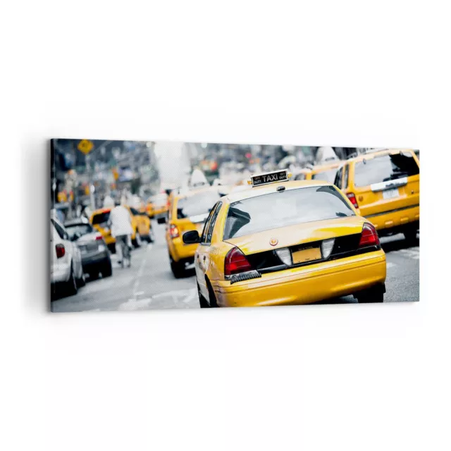 Wandbilder 120x50cm Leinwandbild Taxi Stra�e New York Gro� Bilder Art Wanddeko