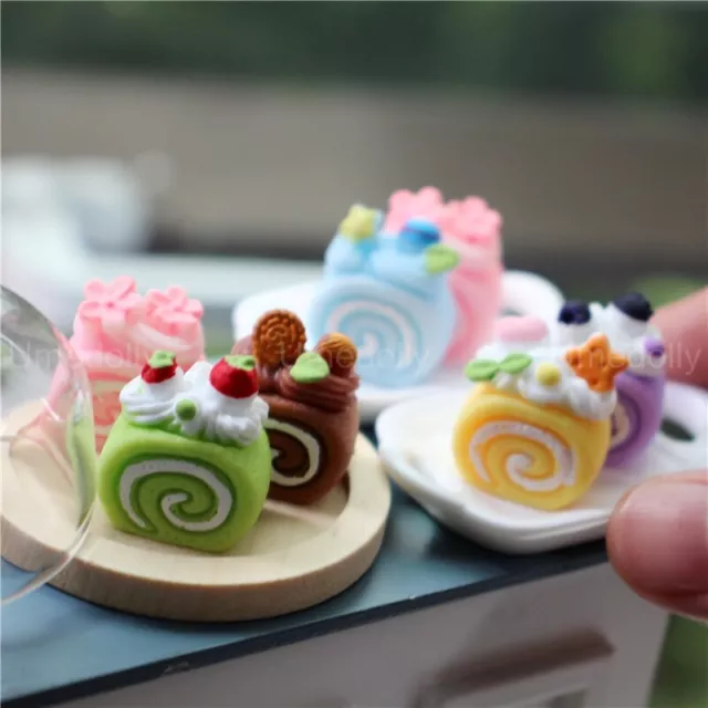 10PC Miniatures 1/6 Scale Dollhouse Cream Cake 11.5"inch Mini Food Kitchen Model