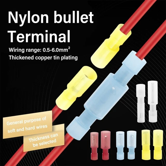 Click Terminals 20PCS/SET INSULATED BUTT Crimp Terminals Bullet Shaped Cable Connector ...
