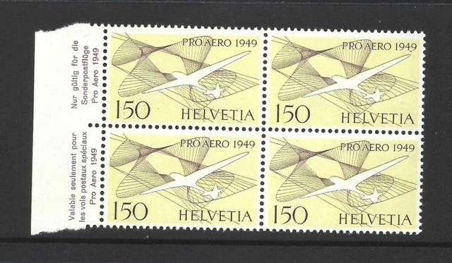 Switzerland, 1949, SG499 block of four, MNH.  ref 237