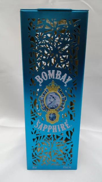 Bombay Sapphire London Dry Gin Metal Filigree Turquoise Advertising Tin