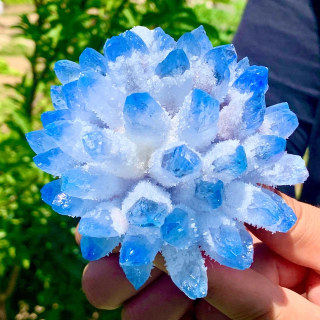 419G New Find sky blue Phantom Quartz Crystal Cluster Mineral Specimen Healing