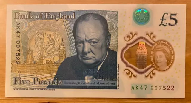 AK47 007 £5 Bank note , James Bond /AK47 Collectible Serial Number -Uncirculated