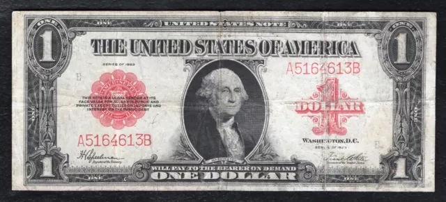 Fr. 40 1923 $1 One Dollar Red Seal Legal Tender United States Note Very Fine