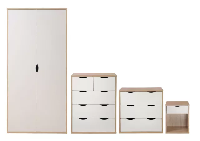 Bedroom Furniture Set Chest of Drawers Wardrobe Bedside Cabinet Table 3 Piece