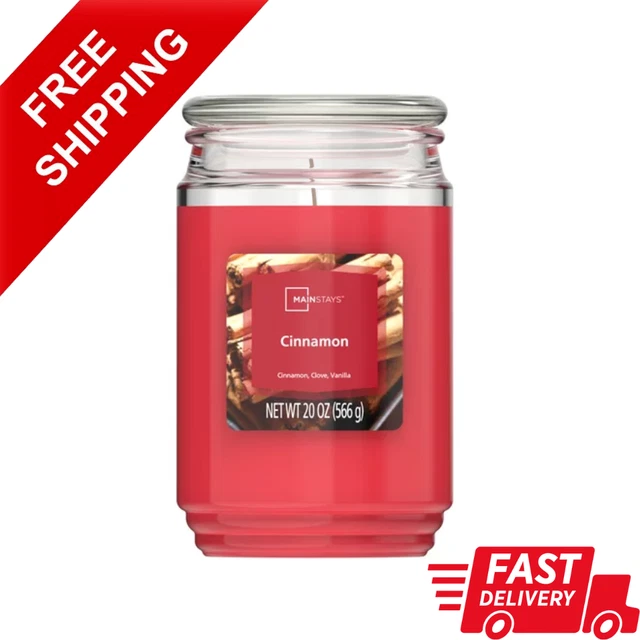 NEW Mainstays Cinnamon Single Wick Jar Candle 20 Oz Scented Works High Quality