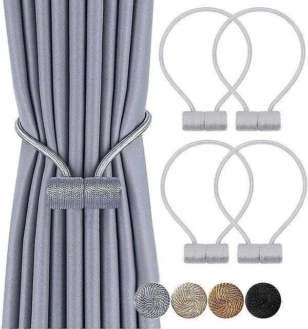 2 Pcs Magnetic Curtain Tie Backs Tiebacks Buckle Clips Weave Rope Holdbacks Hook