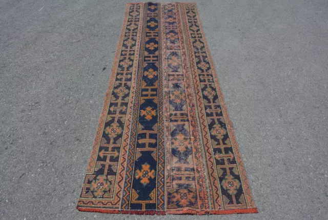 Turkish Rug, Vintage Rug, Stair Rug, Cool Rug, 3.1x9.7 ft Runner Rug, Wool Rug