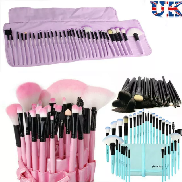 32PCS Professional Make up Brushes Set Cosmetic Tool Kabuki Makeup+Luxury Bag UK
