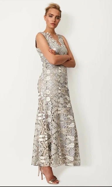 Collection Phase Eight Zoey Lace Maxi Dress Size UK 10 Blue | REF E#
