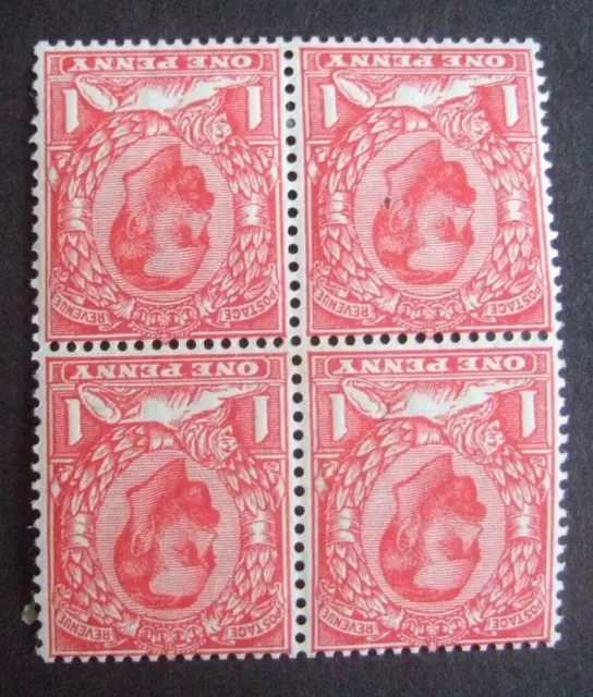 💥LMM KGV 1d DOWNEY HEAD INVERTED SIMPLE CYPHER WMK as BLOCK of 4 - SG. 336Wi💥