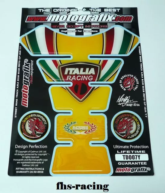 TD007Y , MOTOGRAFIX - Tankpad , Tankprotektor, für Ducati , Italia Racing 3D Gel