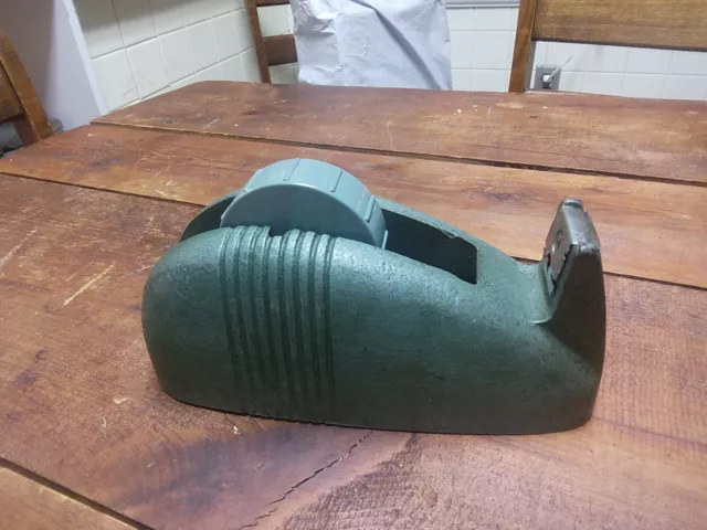 Vintage Cast Iron Tape Dispenser Scotch Tape Green Industrial Mid Century