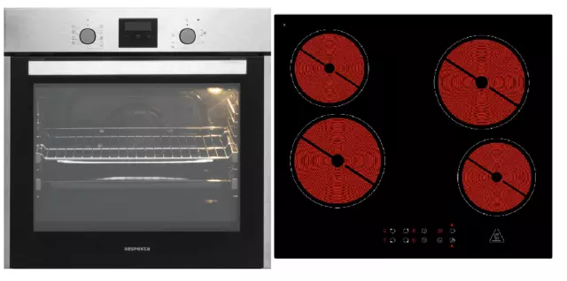 Backofen Herd Kochfeld Glaskeramik Herdset Einbau Set Timer rahmenlos Respekta